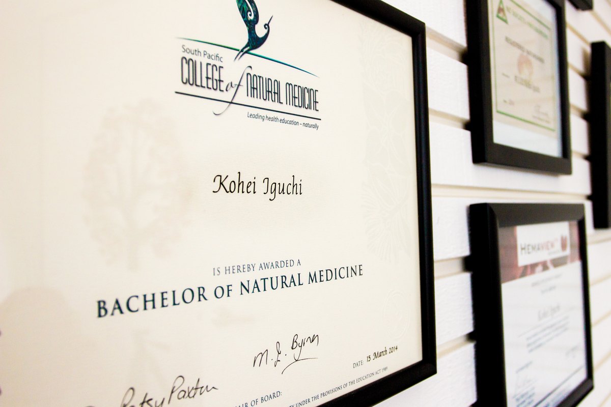 Kohei Iguchi's qualifications, Bachelor of Natural Medicine